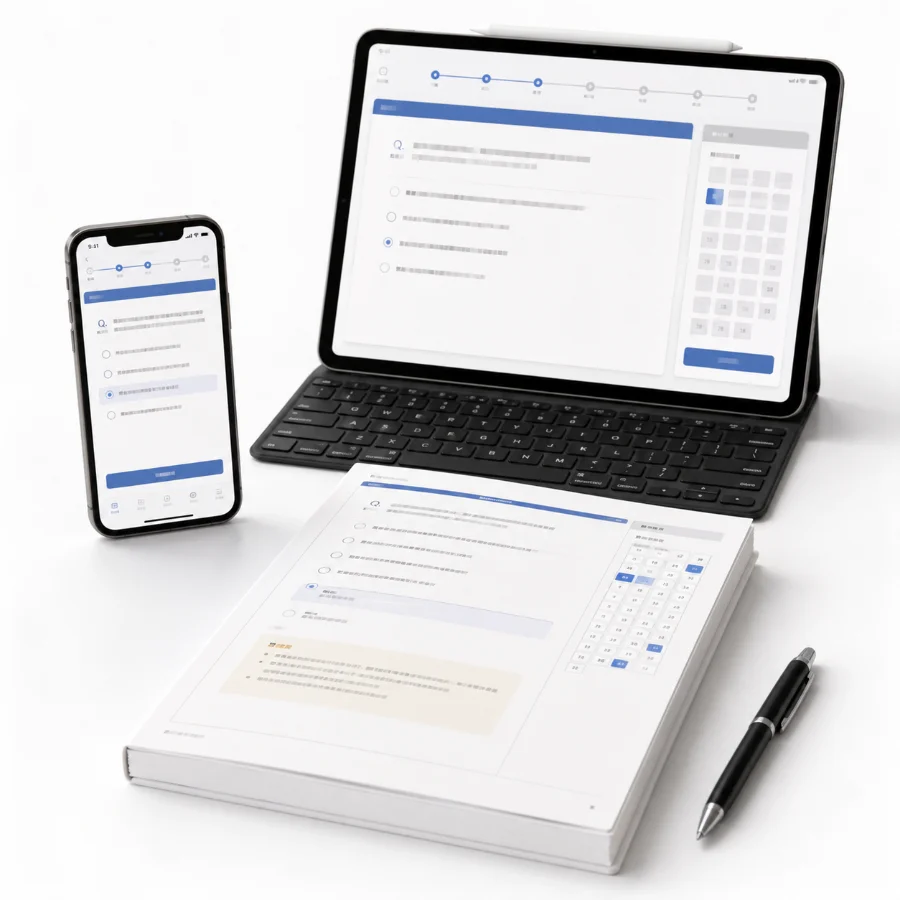 教材(スマホ・タブレット・解説PDF)のモックアップ